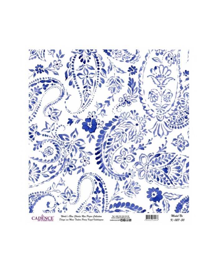 Model K027 Dünya'nın Mavi Tonları Pirinç Kağıt Dekopaj 90x92