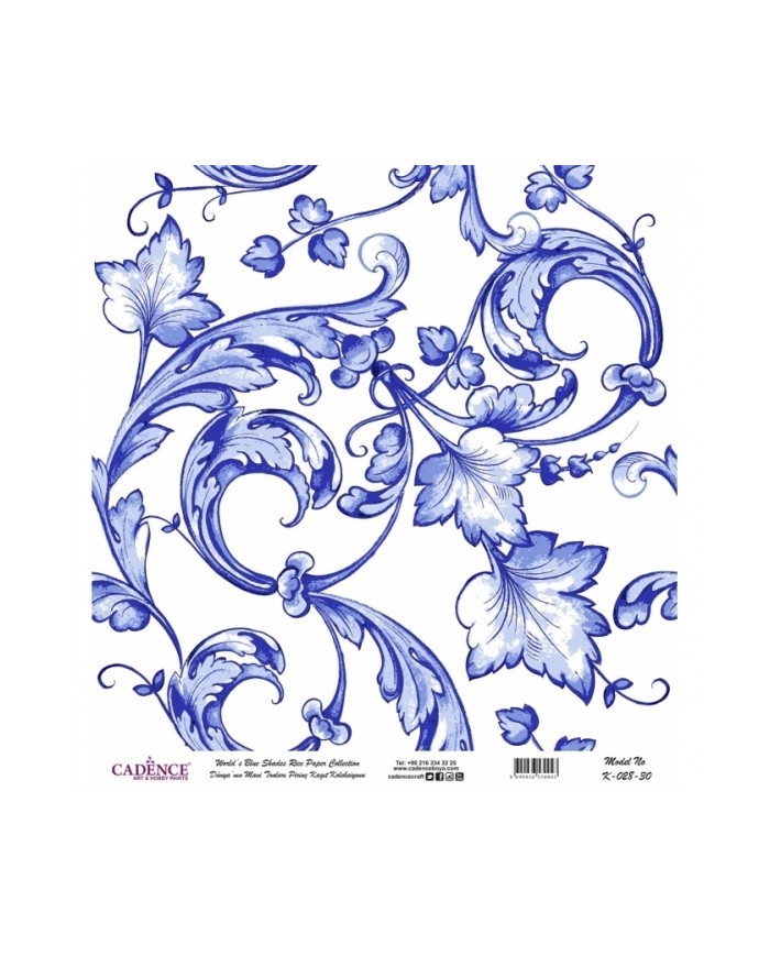 Model K028 Dünya'nın Mavi Tonları Pirinç Kağıt Dekopaj 60x62