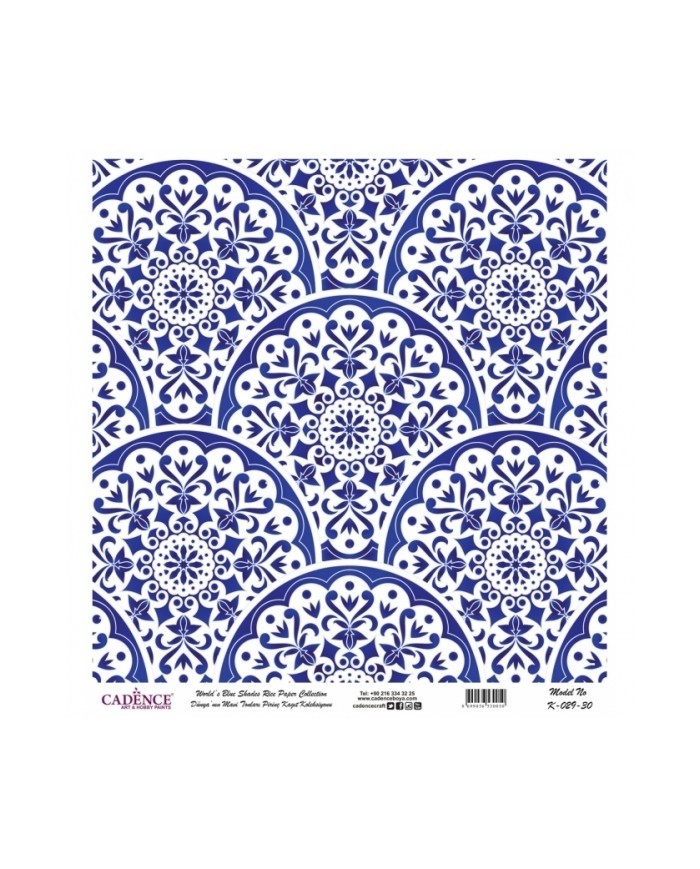 Model K029 Dünya'nın Mavi Tonları Pirinç Kağıt Dekopaj 60x62