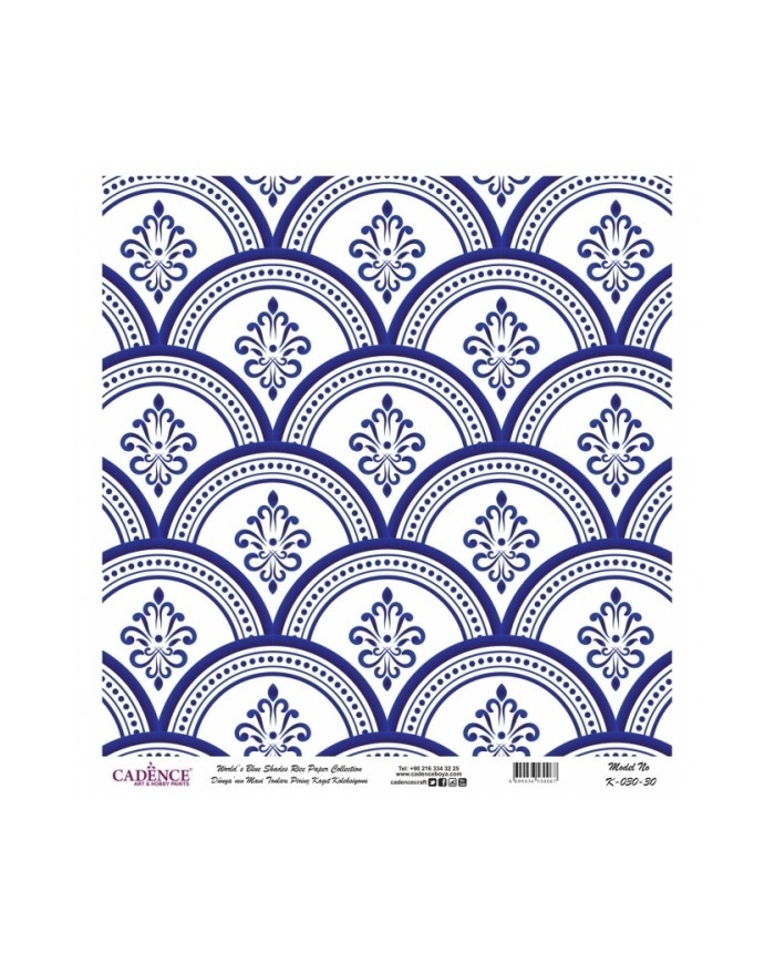 Model K030 Dünya'nın Mavi Tonları Pirinç Kağıt Dekopaj 30x32