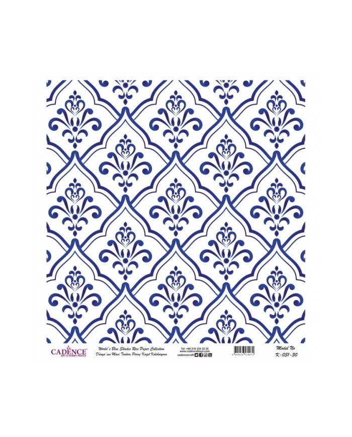 Model K031 Dünya'nın Mavi Tonları Pirinç Kağıt Dekopaj 90x92