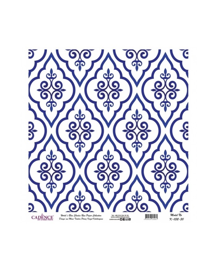 Model K032 Dünya'nın Mavi Tonları Pirinç Kağıt Dekopaj 90x92