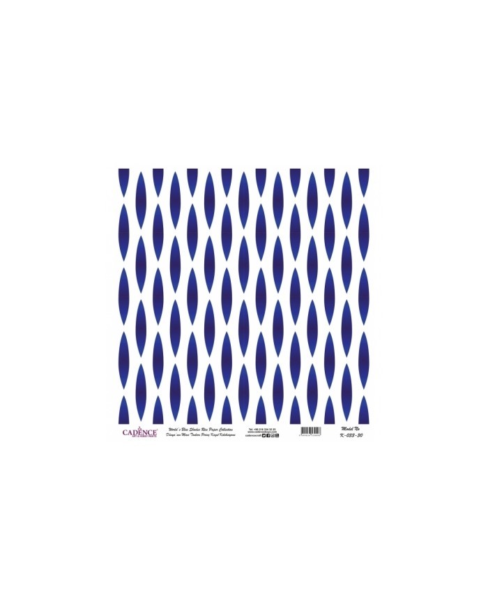 Model K033 Dünya'nın Mavi Tonları Pirinç Kağıt Dekopaj 90x92