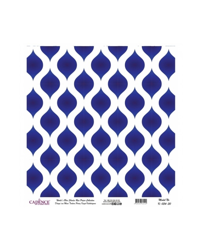 Model K034 Dünya'nın Mavi Tonları Pirinç Kağıt Dekopaj 30x32