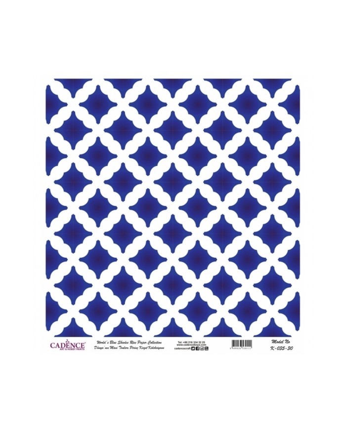 Model K035 Dünya'nın Mavi Tonları Pirinç Kağıt Dekopaj 60x62