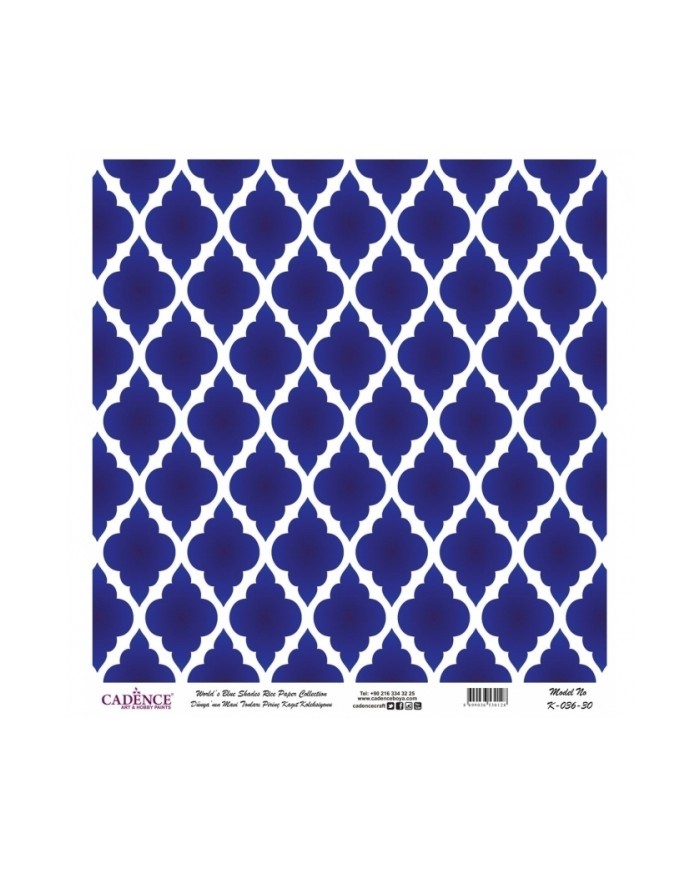 Model K036 Dünya'nın Mavi Tonları Pirinç Kağıt Dekopaj 90x92