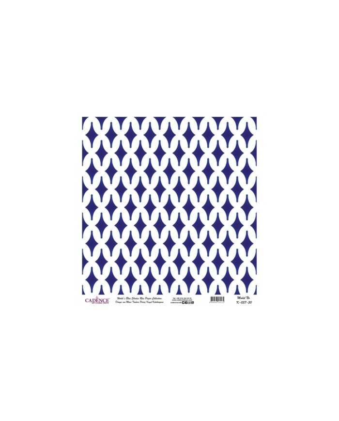 Model K037 Dünya'nın Mavi Tonları Pirinç Kağıt Dekopaj 30x32