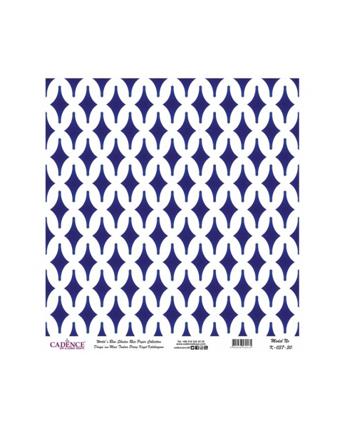 Model K037 Dünya'nın Mavi Tonları Pirinç Kağıt Dekopaj 60x62