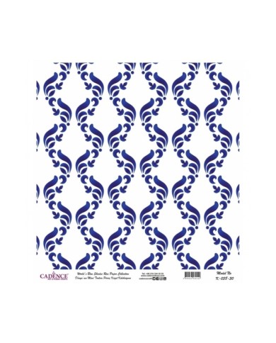 Model K038 Dünya'nın Mavi Tonları Pirinç Kağıt Dekopaj 90x92