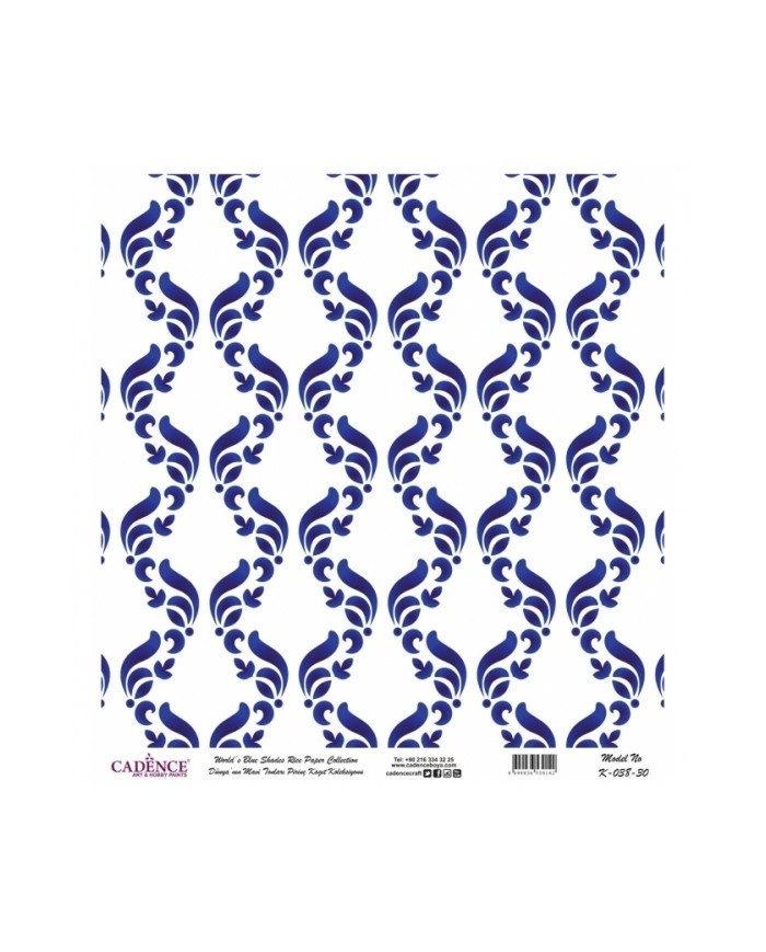 Model K038 Dünya'nın Mavi Tonları Pirinç Kağıt Dekopaj 90x92