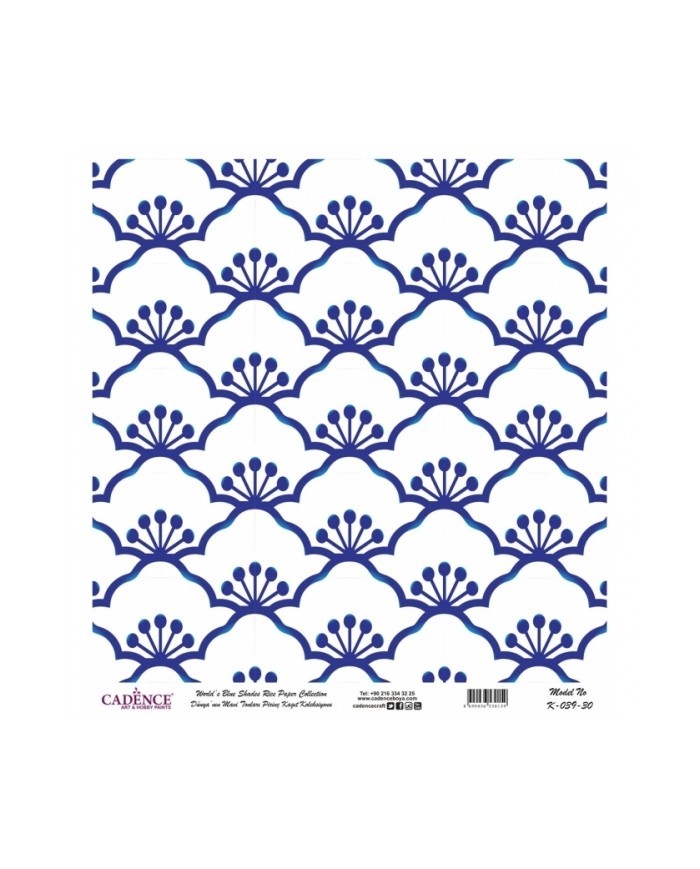 Model K039 Dünya'nın Mavi Tonları Pirinç Kağıt Dekopaj 90x92