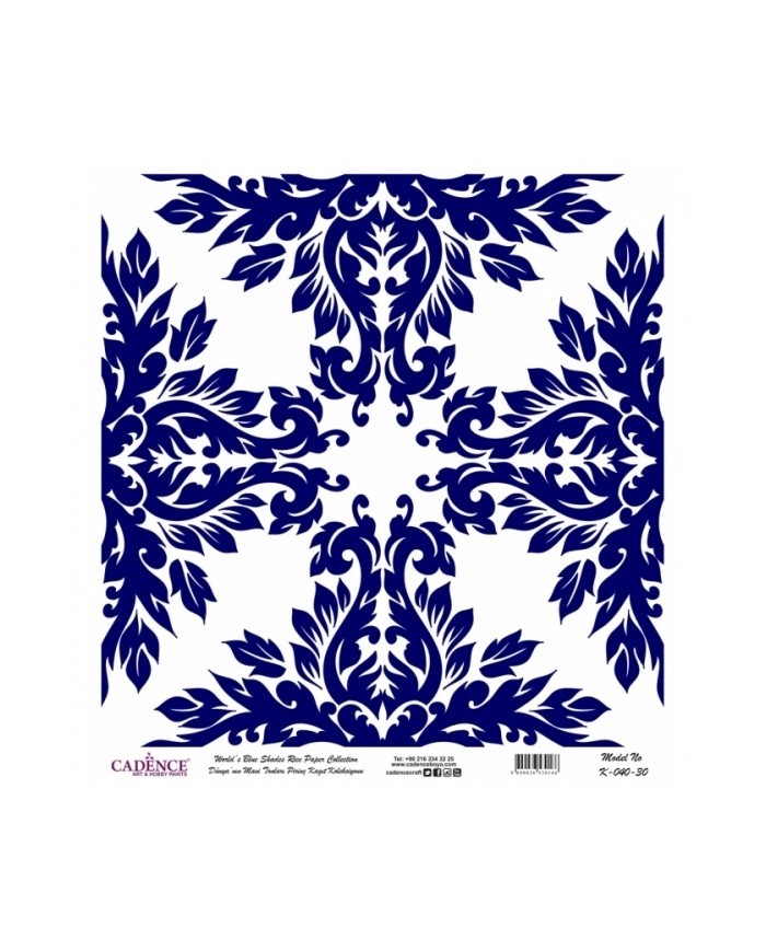 Model K040 Dünya'nın Mavi Tonları Pirinç Kağıt Dekopaj 60x62