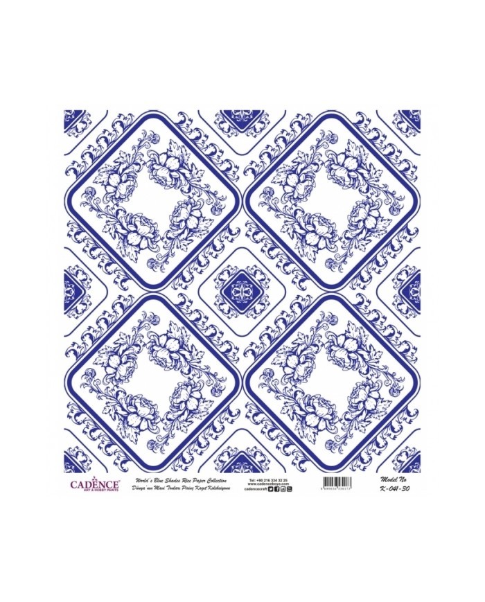 Model K041 Dünya'nın Mavi Tonları Pirinç Kağıt Dekopaj 60x62