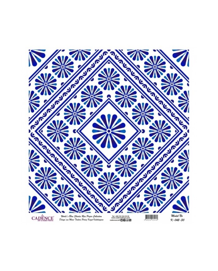 Model K042 Dünya'nın Mavi Tonları Pirinç Kağıt Dekopaj 60x62