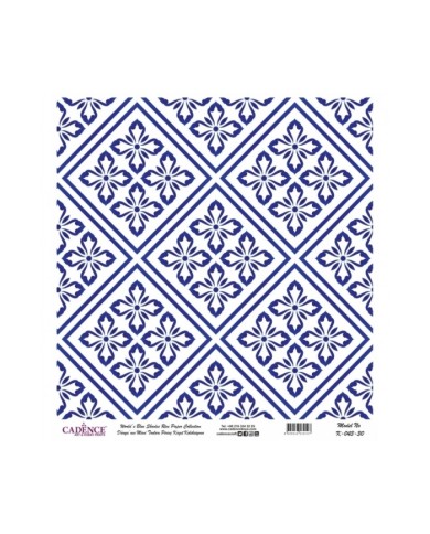 Model K043 Dünya'nın Mavi Tonları Pirinç Kağıt Dekopaj 30x32