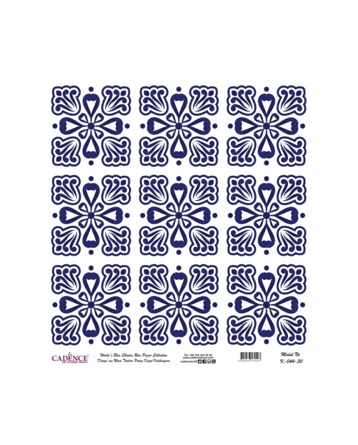 Model K044 Dünya'nın Mavi Tonları Pirinç Kağıt Dekopaj 30x32