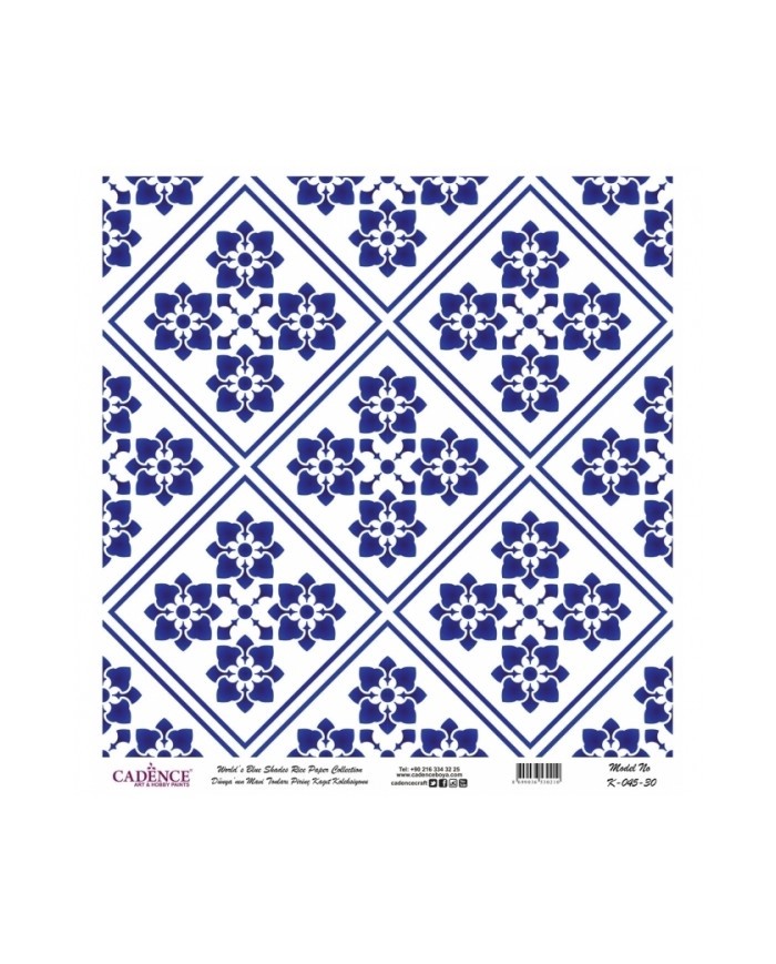 Model K045 Dünya'nın Mavi Tonları Pirinç Kağıt Dekopaj 30x32