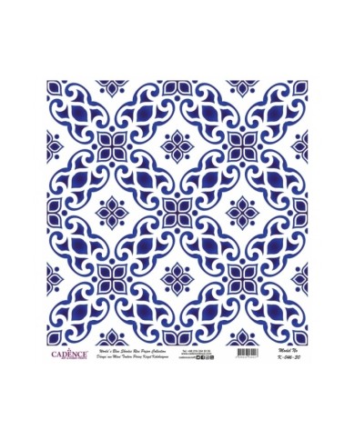 Model K046 Dünya'nın Mavi Tonları Pirinç Kağıt Dekopaj 30x32