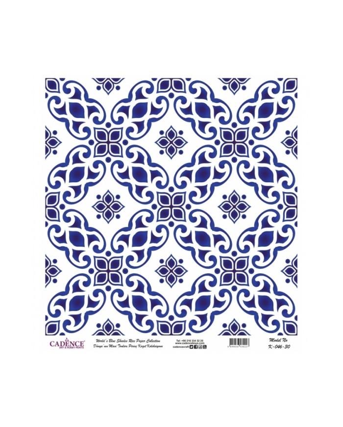 Model K046 Dünya'nın Mavi Tonları Pirinç Kağıt Dekopaj 30x32