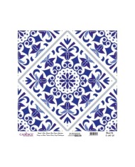 Model K047 Dünya'nın Mavi Tonları Pirinç Kağıt Dekopaj 30x32