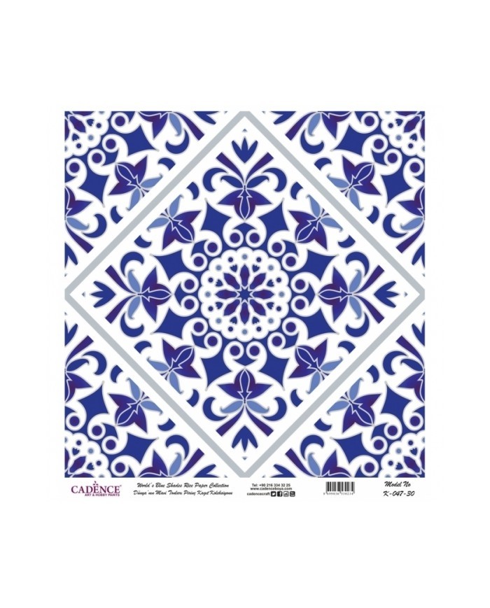 Model K047 Dünya'nın Mavi Tonları Pirinç Kağıt Dekopaj 60x62