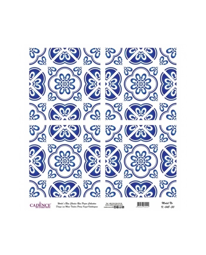 Model K048 Dünya'nın Mavi Tonları Pirinç Kağıt Dekopaj 90x92