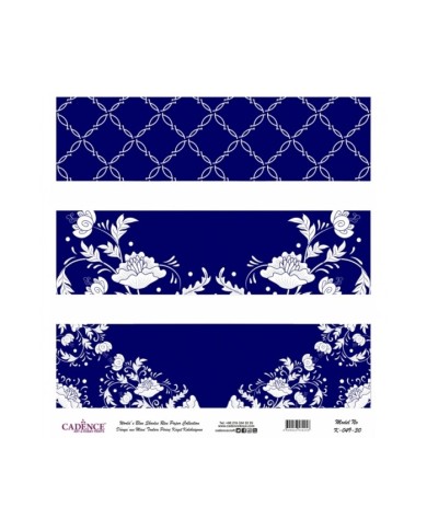 Model K049 Dünya'nın Mavi Tonları Pirinç Kağıt Dekopaj 30x32