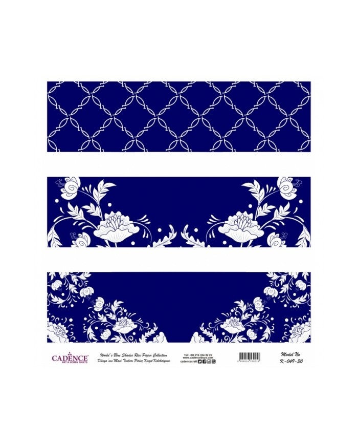 Model K049 Dünya'nın Mavi Tonları Pirinç Kağıt Dekopaj 60x62