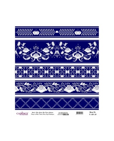 Model K050 Dünya'nın Mavi Tonları Pirinç Kağıt Dekopaj 30x32