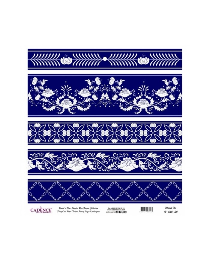 Model K050 Dünya'nın Mavi Tonları Pirinç Kağıt Dekopaj 60x62