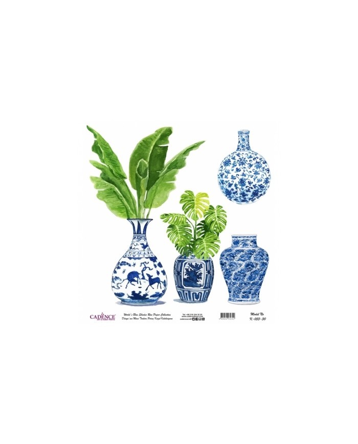 Model K053 Dünya'nın Mavi Tonları Pirinç Kağıt Dekopaj 30x32