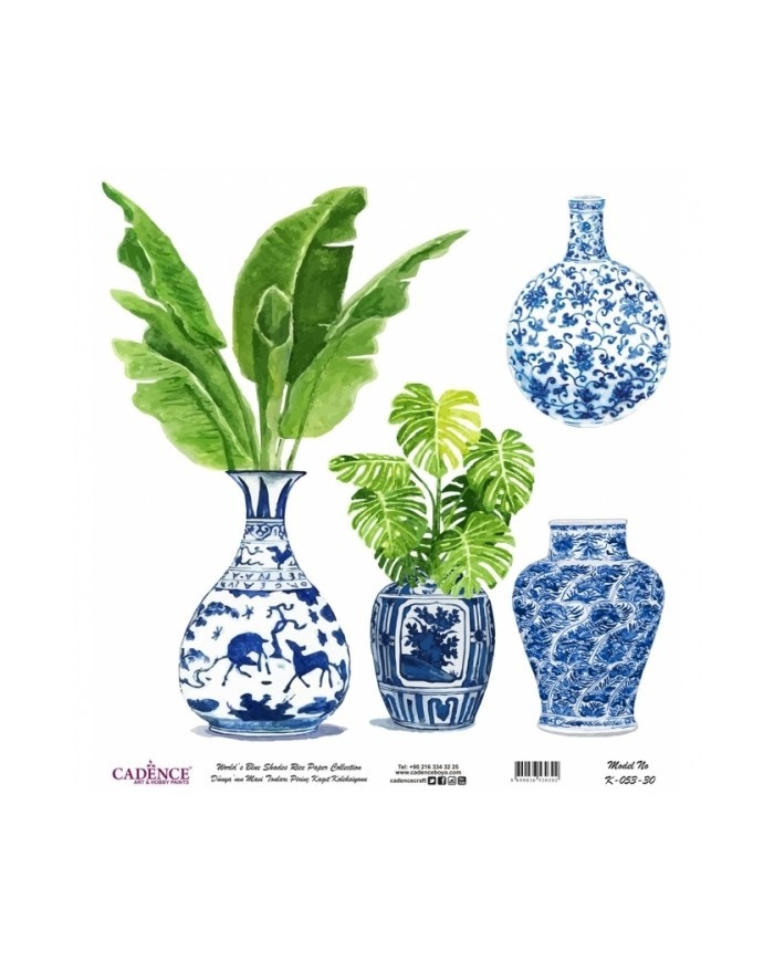 Model K053 Dünya'nın Mavi Tonları Pirinç Kağıt Dekopaj 60x62