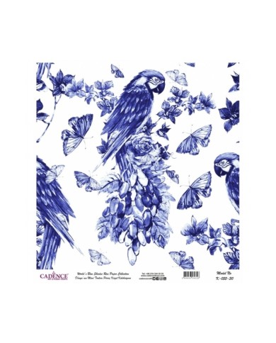 Model K055 Dünya'nın Mavi Tonları Pirinç Kağıt Dekopaj 30x32