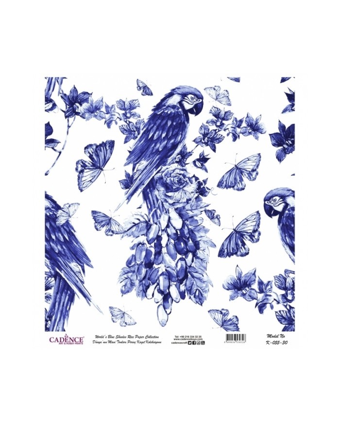 Model K055 Dünya'nın Mavi Tonları Pirinç Kağıt Dekopaj 30x32