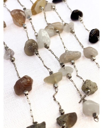 Doğal Kırık Taşlı Kuyumcu Zinciri Renkli Tel Sarma 3mm - 1m