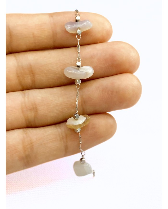 Doğal Kırık Taşlı Kuyumcu Zinciri Renkli Metal Ara Boncuklu 3mm - 1m