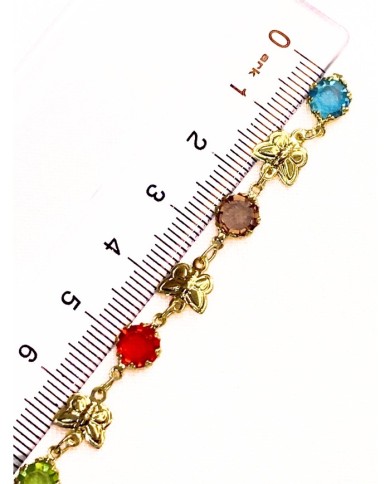 Cam Taşlı Kuyumcu Zinciri Altın Renkli Taş Kelebekli 4mm - 1m