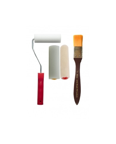 10cm Sünger Rulo Set + 10cm Kadife Rulo Yedek + Desen İpek Fırça 350-1