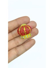 Zamak Kırmızı Kristal Taşlı Kubbe Model Tesbih İmamesi Sarı – 27x23mm