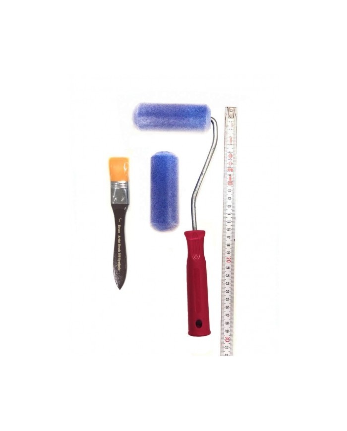 10 CM SÜNGER ÜSTÜ KADİFE KAPLI RULO FIRÇA SET 2'Lİ + DESEN 350-1 FIRÇA