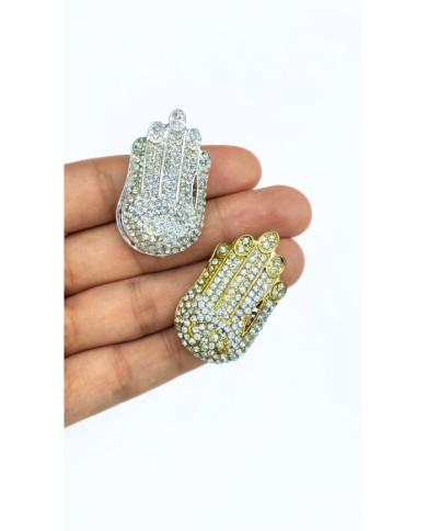 Zamak Zirkon El Hamsa Model Tesbih İmamesi Gümüş Renk - 23x40mm