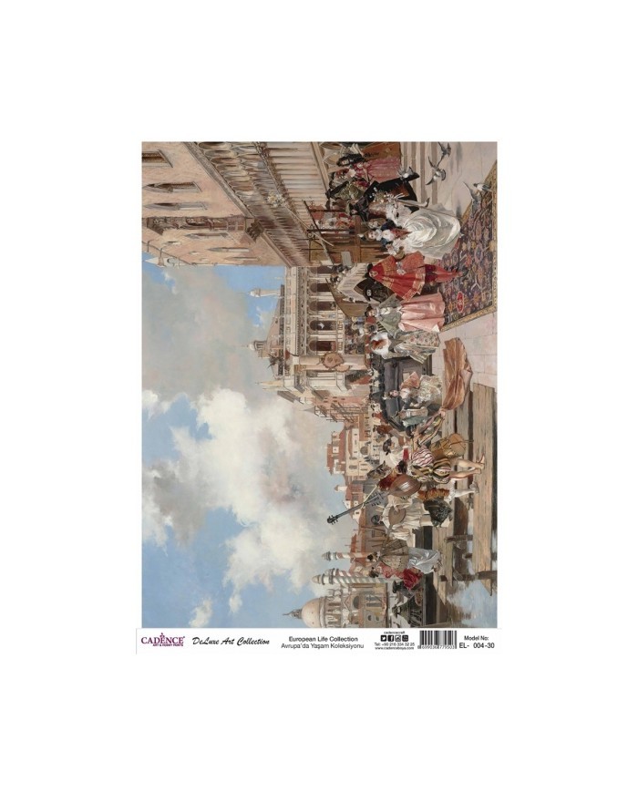 CADENCE DELUXE ART AVRUPA'DA YAŞAM PİRİNÇ DEKOPAJ MODEL EL-004 (30X42)
