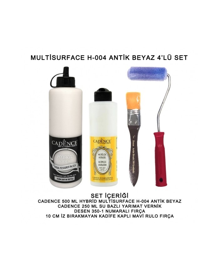 500ML H:04 ANTİK BEYAZ HYBRİD + 250ML YARIMAT VERNİK 4'LÜ SET