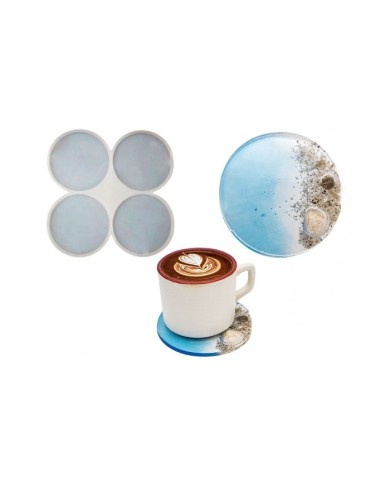 4'lü Yuvarlak Bardak Altlığı Epoksi Reçine Kalıbı EPK-387