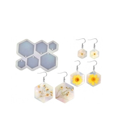 6'lı Altıgen Küpe Epoksi Reçine Kalıbı EPK-417