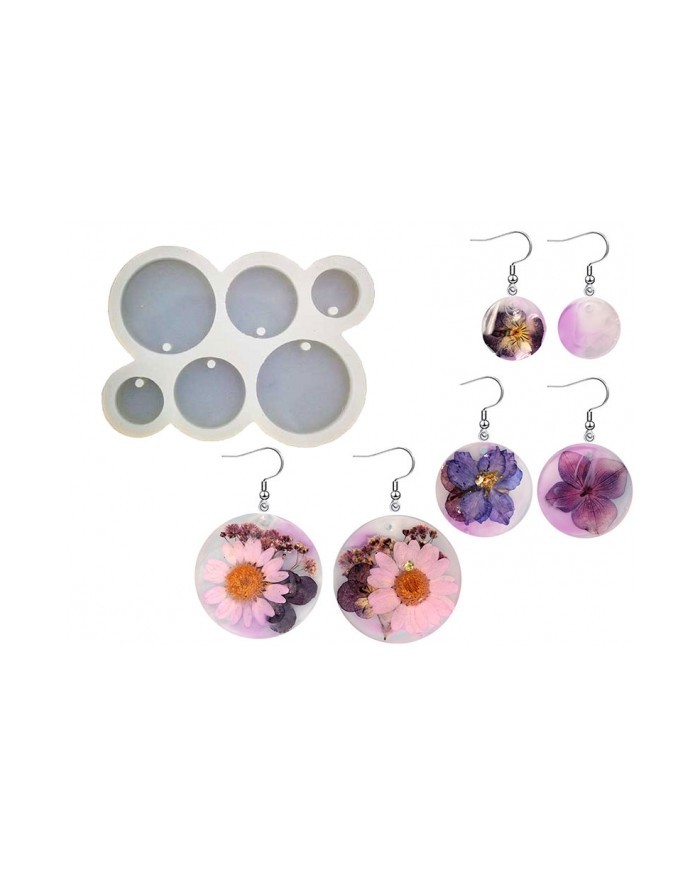 6'lı Yuvarlak Küpe Epoksi Reçine Kalıbı EPK-418