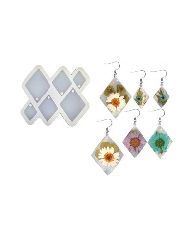 6'lı Baklava Model Küpe Epoksi Reçine Kalıbı EPK-413