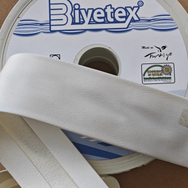 2 cm Biyetex Deri Biye - Beyaz - 10 Metre