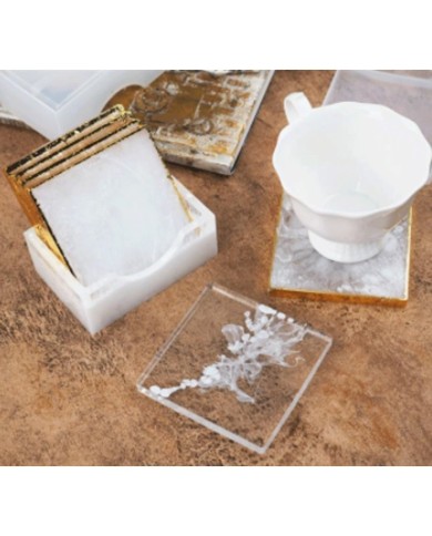 Bardak Altı ve Standı Epoksi Kalıp Seti- Kare-Kod:323-374