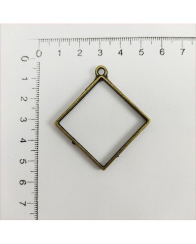 Yan Kare Büyük Reçine Metal Kolye Ucu Renk Seçmeli